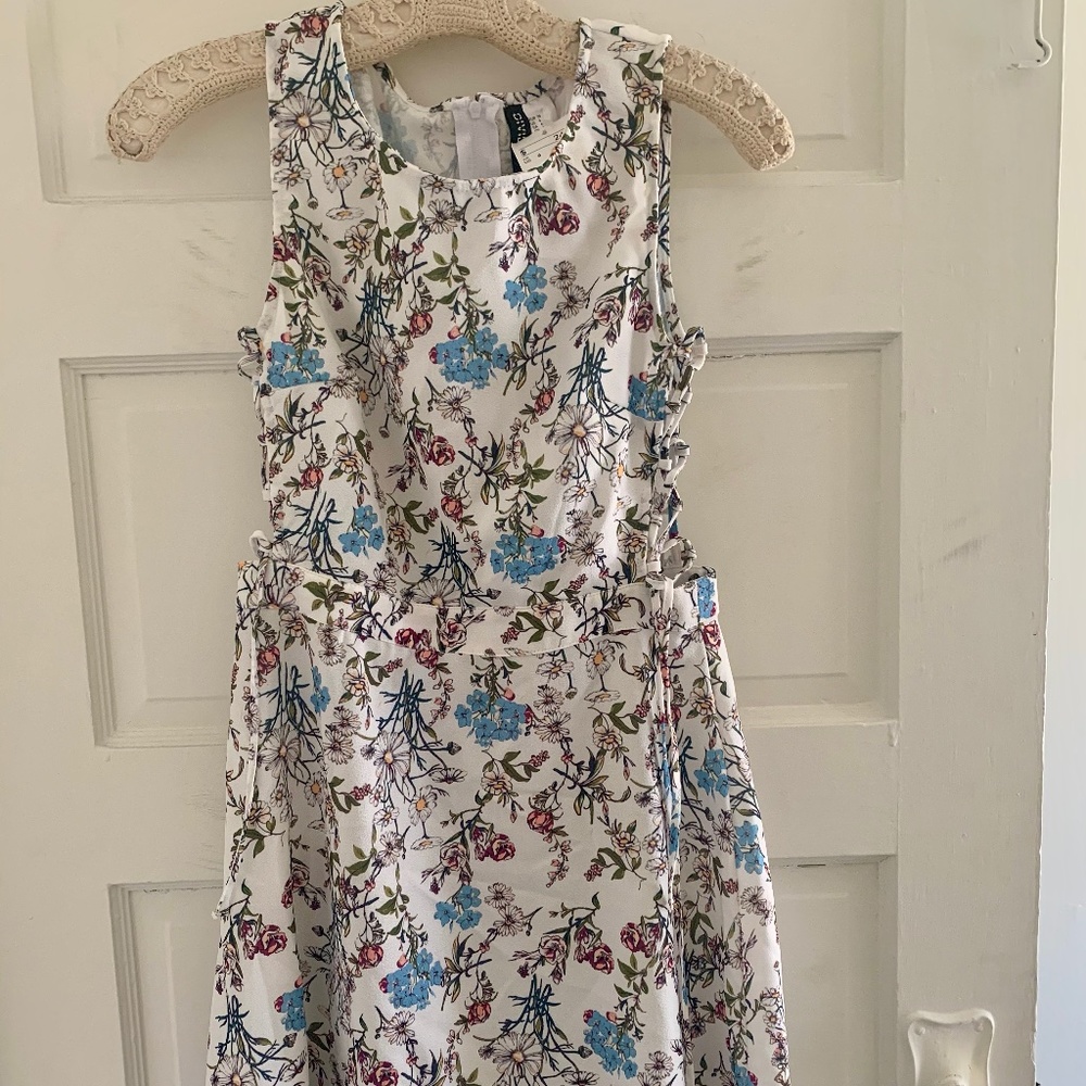 H & M Floral Tank Dress with Tie on Sides
